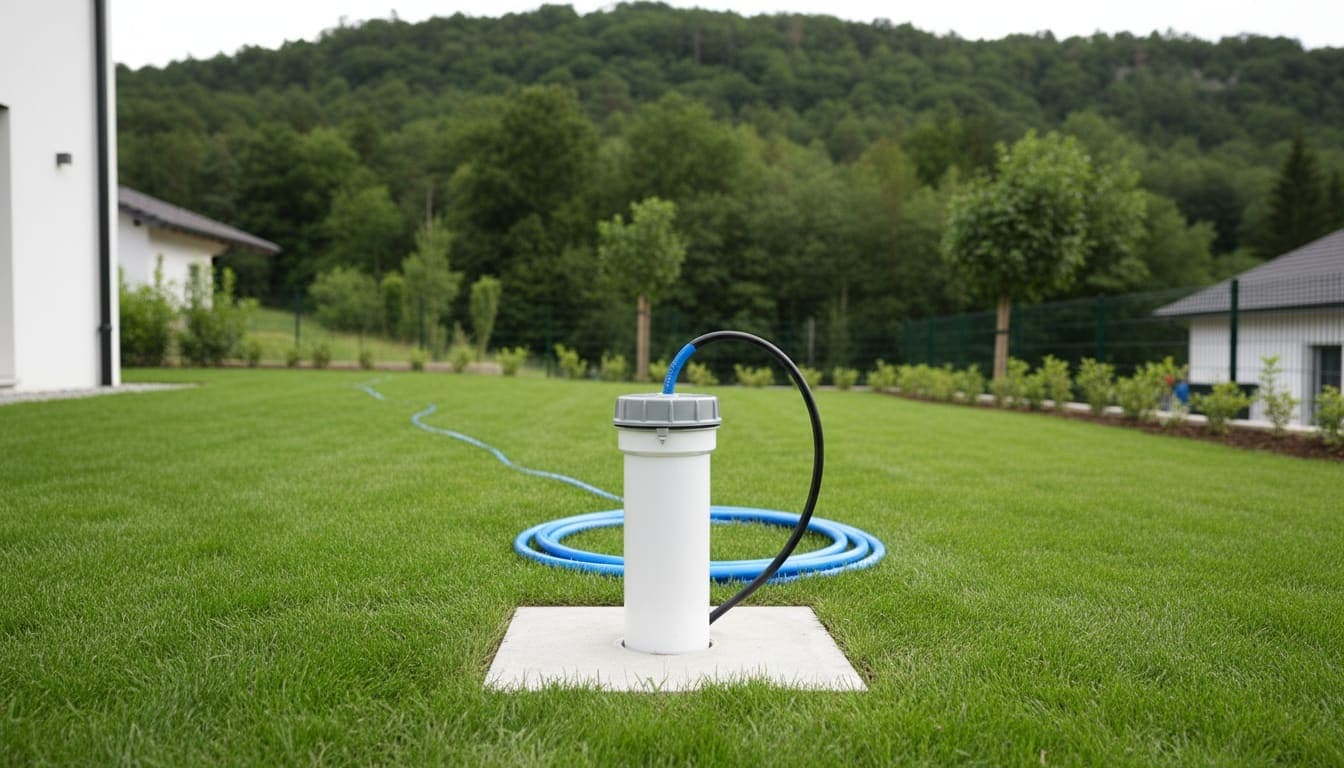 Forage domestique fini dans le jardin d'une maison récente de Meylan, coteau boisé de la Chartreuse derrière
